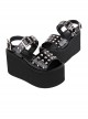 Punk Style Summer Open Toes Metal Studs Slip-On Black Platform Sandals 