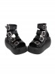 Summer Punk High-Top Heel Hollow Out Cortex Tie Square Buckle Decoration Open Toe Platform Sandals