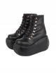 Dark Series Punk Style Round Head Cross Strap Design Platform High Heels Short Boots