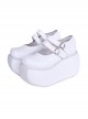 Simple Japanese Style Big Round Head Platform Wedge Classic Lolita Platform Shoes