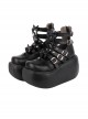 Solid Color Round Head Metal Rivet Belt Bow Knots Decoration Platform Classic Lolita Platform Shoes