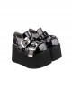 Simple Round Head Black Lacquer Metal Square Buckle Skull Decoration Super High Heel Punk Style Platform Shoes