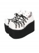 Simple Square Head Black Cross-Strap Loop Buckle Design Metal Rivet Decoration Punk Style Platform Shoes