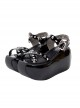 Summer Black Patent Leather Cross Leather Straps Metal Rivet Decoration Punk Style Platform Open Toe Lolita Platform Sandals