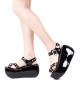 Summer Black Patent Leather Cross Leather Straps Metal Rivet Decoration Punk Style Platform Open Toe Lolita Platform Sandals