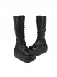 Solid Color Leather Hollow Geometric Pattern Cross Rope Punk Super High Heel Platform High Boots