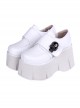 Simple White Thick Bottom Gothic Metal Skull Decoration Cortex Platform Shoes