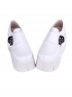 Simple White Thick Bottom Gothic Metal Skull Decoration Cortex Platform Shoes
