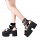 Summer Punk Style Metal Ring Square Buckle Belt Decoration Open-Toe Super High Heel Platform Sandals