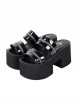 Summer Punk Style Belt Metal Zipper Trim Open Toe Platform Lolita Platform Sandals