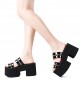 Summer Punk Style Belt Metal Zipper Trim Open Toe Platform Lolita Platform Sandals