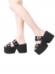 Black Summer Leather Square Buckle Punk Style Open Toe Platform Sandals