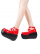 Simple Red Big Round Toe Square Buckle Belt Decoration Classic Lolita Platform Shoes