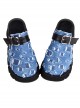 Blue Beggar Denim Stitching Big Round Head Design Square Buckle Belt Trim Punk Platform Shoes