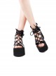 Summer Dark Cross Straps Hollow Leather Metal Buckle Decoration Punk Lolita Platform Sandals