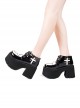 Black Classic Lolita Patchwork White Cross Belt Trim Cross Strap Platform Shoes