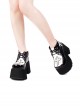 Black Classic Lolita Patchwork White Cross Belt Trim Cross Strap Platform Shoes