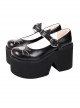 Solid Color Simple Black Prototype Big Head Design Cute Cat Ear Shape Classic Lolita Platform Shoes