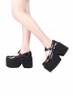 Solid Color Simple Black Prototype Big Head Design Cute Cat Ear Shape Classic Lolita Platform Shoes