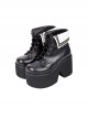 Black Classic Round Cross Strap Design Personalized White-Collar Decoration Platform Short Boots