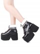 Black Classic Round Cross Strap Design Personalized White-Collar Decoration Platform Short Boots