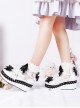 Round Head Cute Bow Knots Decoration Hollow Heart Shape Design Classic Lolita Platform Shoes