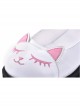 Lolita Round Head Cute Pink Cat Embroidery Metal Cat Claw Buckle Princess Shoes