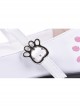 Lolita Round Head Cute Pink Cat Embroidery Metal Cat Claw Buckle Princess Shoes