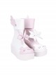 Lolita White Pink Mandarin Duck Color Matching Roundhead Cute Embroidery Decoration Leather Wing Design Winter Booties