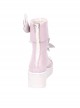 Lolita White Pink Mandarin Duck Color Matching Roundhead Cute Embroidery Decoration Leather Wing Design Winter Booties