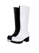 Gothic Big Round Head Black And White Personality Zipper Tall Boots 