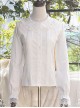 White Cotton Crinkle Lace Cute Doll Neckline Classic Lolita Long Sleeve Shirt