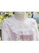 White Cotton Crinkle Lace Cute Doll Neckline Classic Lolita Long Sleeve Shirt