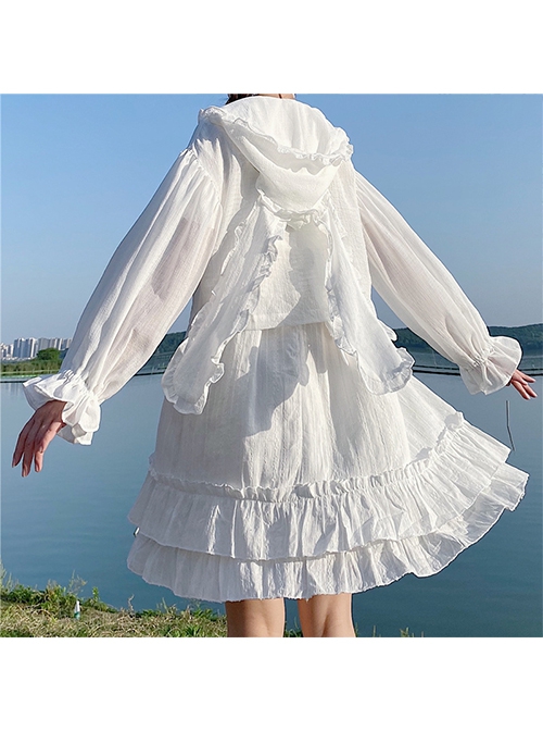 Japanese Style Sweet And Cute Bunny Ears Decoration Classic Lolita Long Sleeve Cardigan Sun Protection