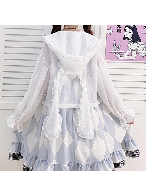 Japanese Style Sweet And Cute Bunny Ears Decoration Classic Lolita Long Sleeve Cardigan Sun Protection