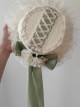 Lace Flower Decorative Folds Lace Brim Cross Straps Classic Lolita Sun Hat