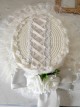 Lace Flower Decorative Folds Lace Brim Cross Straps Classic Lolita Sun Hat