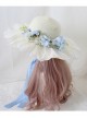 Classic Lolita Sweet Flower Bow Knots Decoration Lace Wide Brim Design Shade Straw Hat