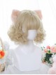 Solid Color Japanese Style Air Bangs Cute Natural Curly Classic Lolita Short Wigs