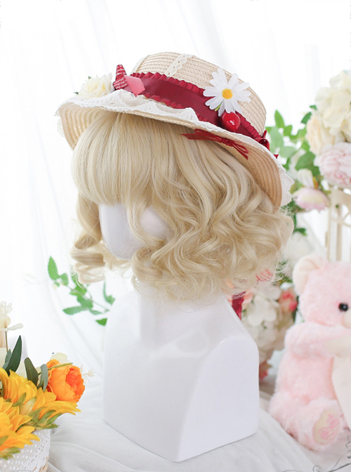 Solid Color Japanese Style Air Bangs Cute Natural Curly Classic Lolita Short Wigs