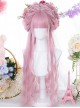 Classic Lolita Pink Air Bangs Cute Water Ripple Curl Long Wigs