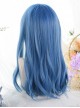 Japanese Style Natural And Gentle Air Bangs Micro Volume Blue Classic Lolita Long Wigs