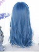 Japanese Style Natural And Gentle Air Bangs Micro Volume Blue Classic Lolita Long Wigs