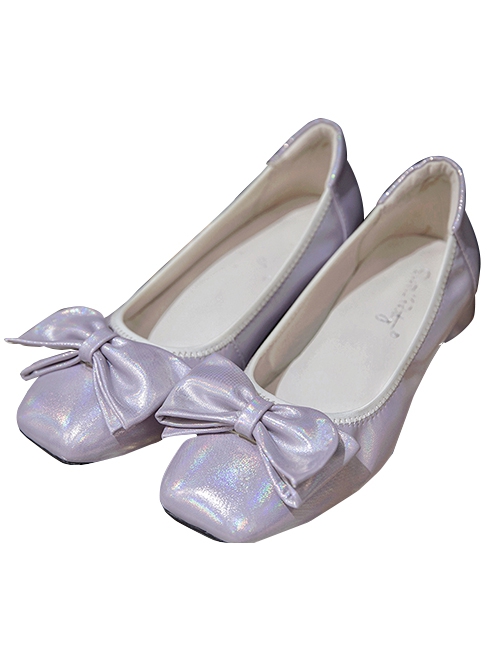 Solid Color Bow Knot Decoration Classic Lolita Shallow Mouth Temperament Low Heels Shoes