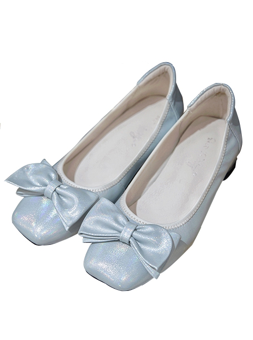 Solid Color Bow Knot Decoration Classic Lolita Shallow Mouth Temperament Low Heels Shoes