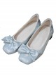 Solid Color Bow Knot Decoration Classic Lolita Shallow Mouth Temperament Low Heels Shoes