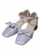 Solid Color Bow Knot Decoration Classic Lolita Shallow Mouth Temperament Lace-Up Low Heels Shoes