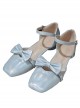 Solid Color Bow Knot Decoration Classic Lolita Shallow Mouth Temperament Lace-Up Low Heels Shoes