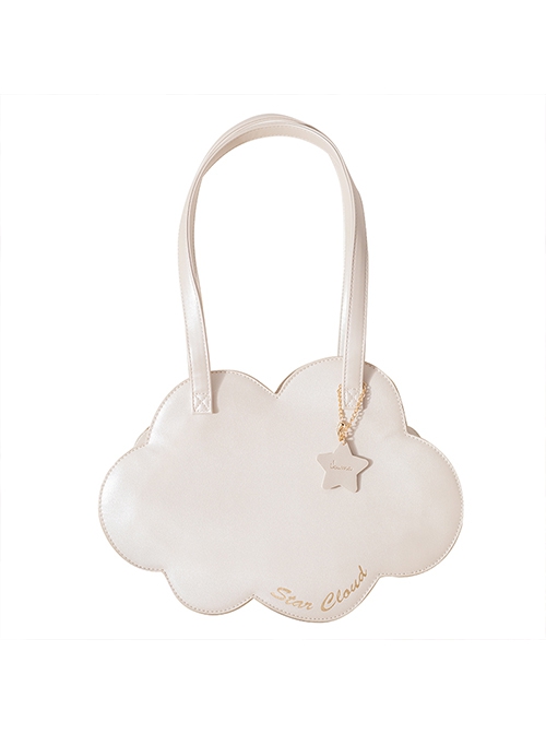 Classic Lolita Solid Color Cloud Shape Design Letter Bronzing Decoration Shoulder Bag