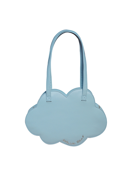 Classic Lolita Solid Color Cloud Shape Design Letter Bronzing Decoration Shoulder Bag